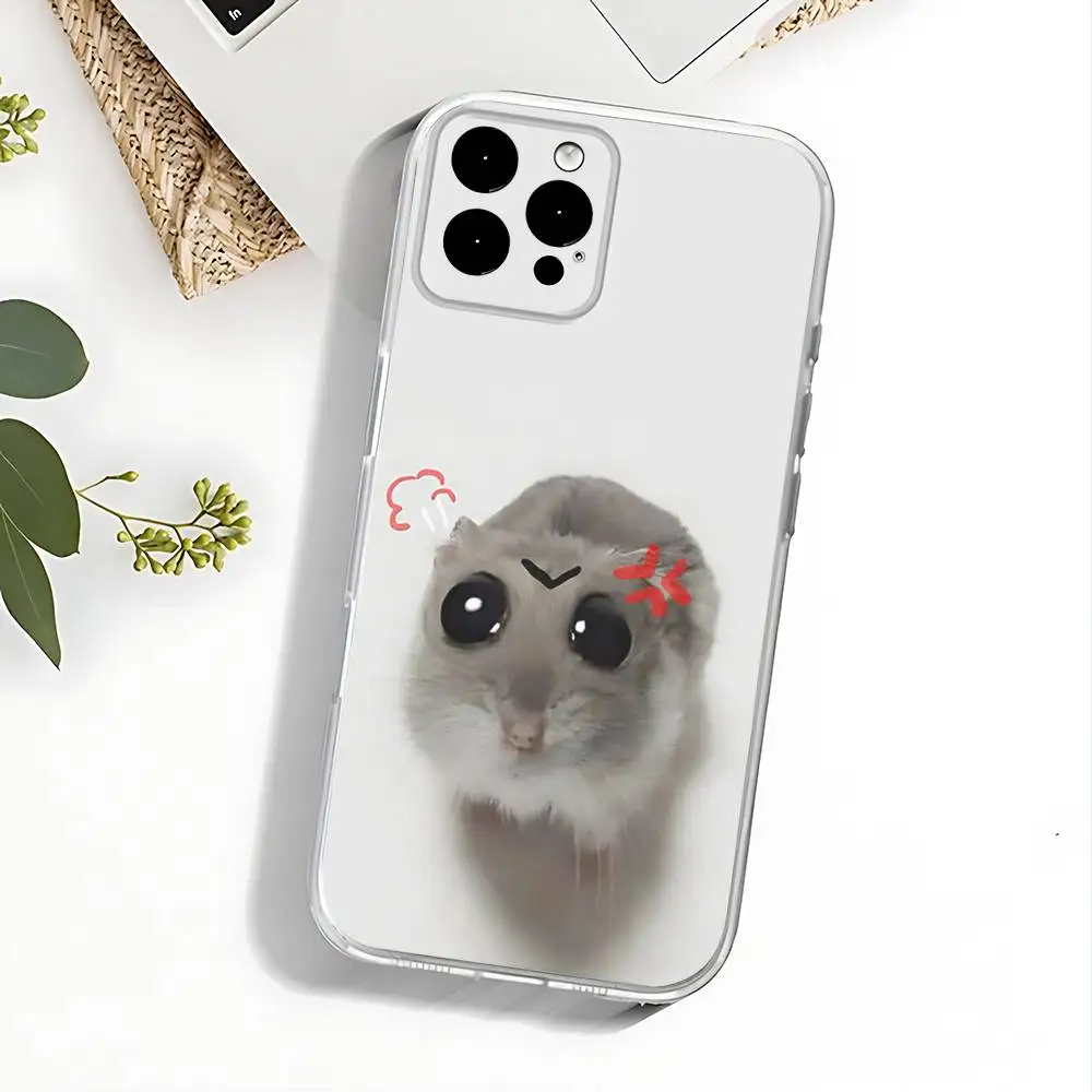 حافظة هاتف Sad Hamster Meme لهاتف iPhone 17,16,15,14,13,12,11 Pro,Max,Plus,X,XS,XR,SE4,E غطاء ناعم شفاف صغير #3
