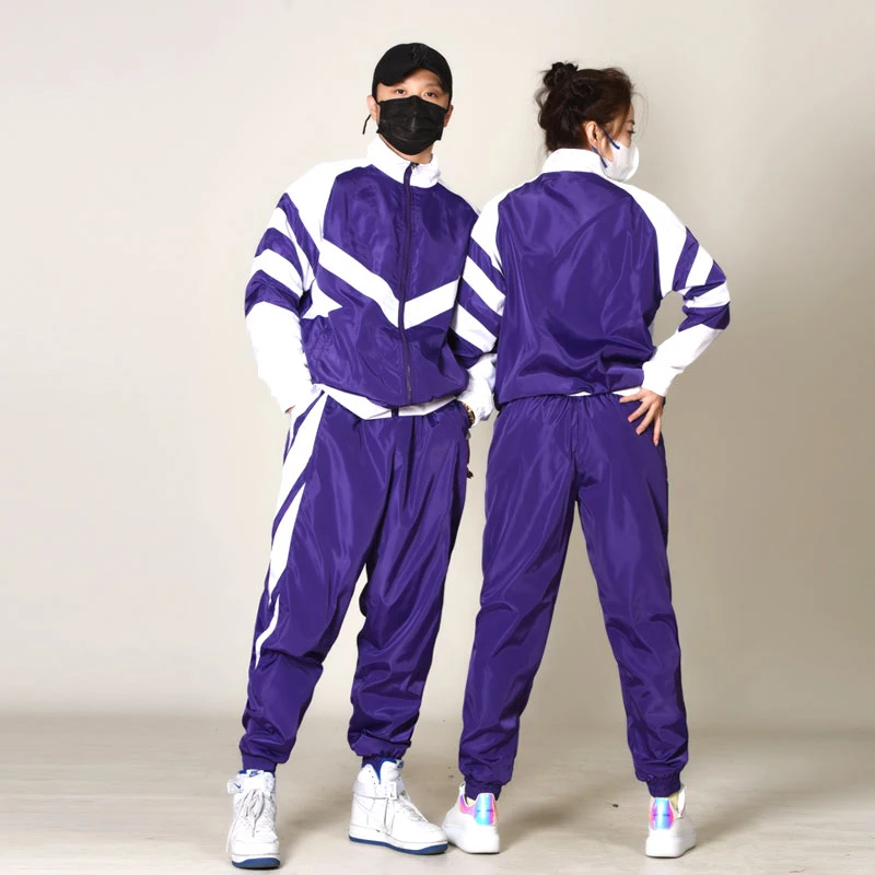 

New Hip Hop Dance Costumes For Adults Loose Long Sleeved Casual Sports Pants Streetwear Jazz Performance Rave Clothes DN13894