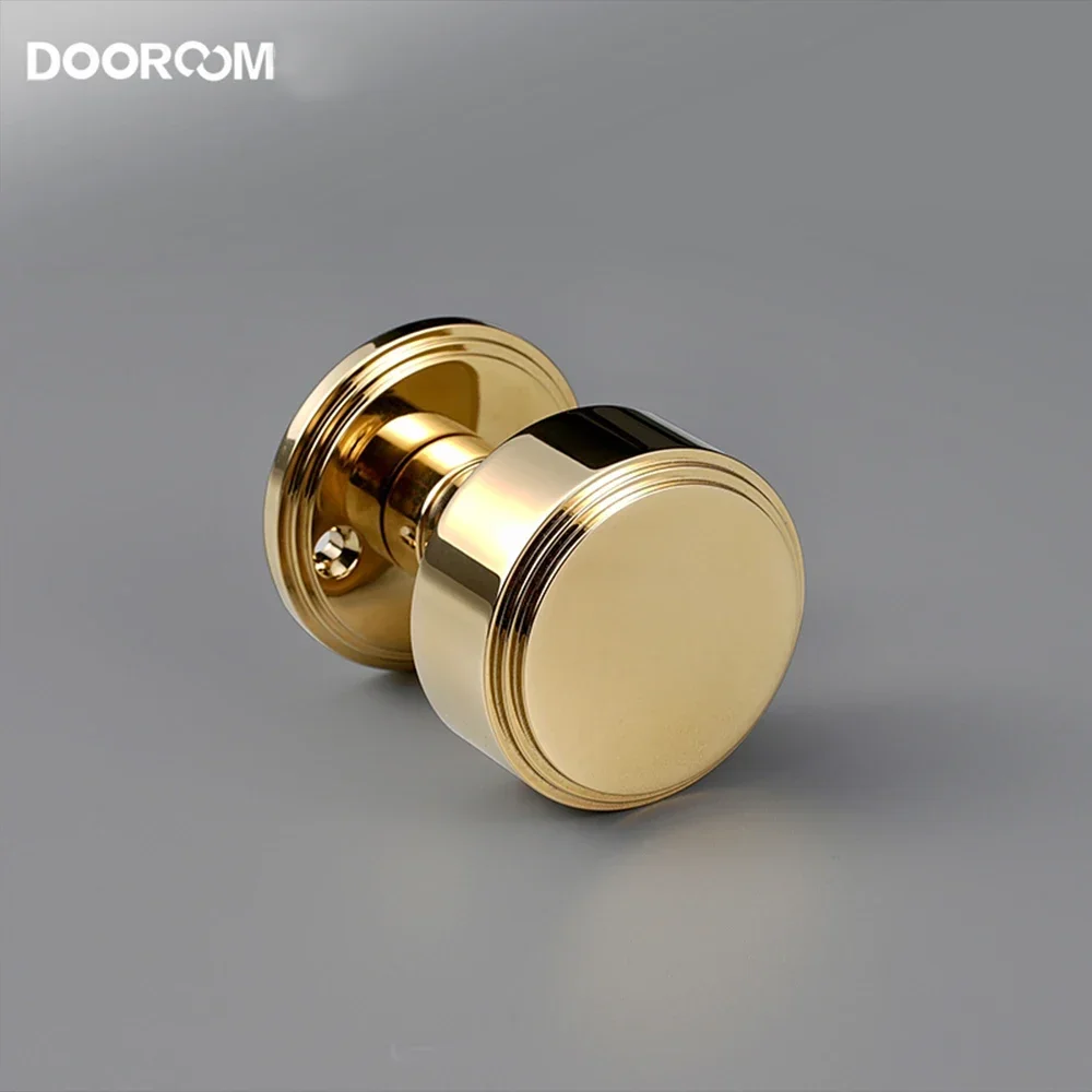 Imagem -05 - Dooroom-brass Round Indoor Door Lock Grupo Sucção Magnética Silenciosa Ouro Brilhante Cromo Brilhante Quarto Interior e Banheiro Madeira Dupla