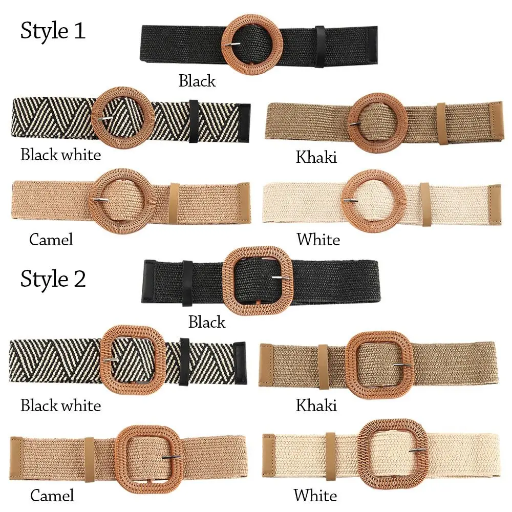 Fashion Casual Elastic Braided Waistbelt Waist Belt Straw Belt Wide