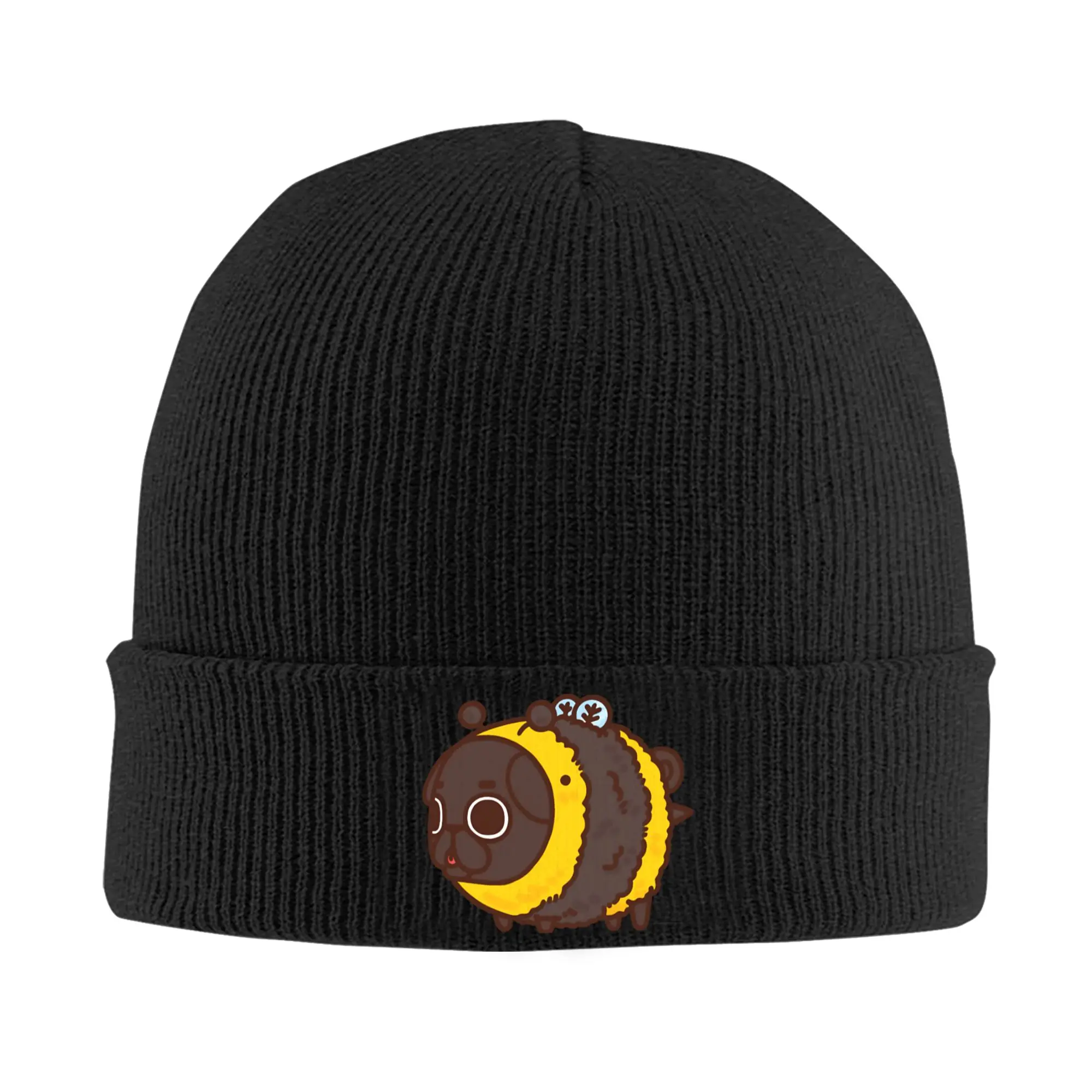 Bee Ollie Puglie Pug Knit Hat Beanies Autumn Winter Hat Warm Unisex  Fashion  Caps Men Women Gift,