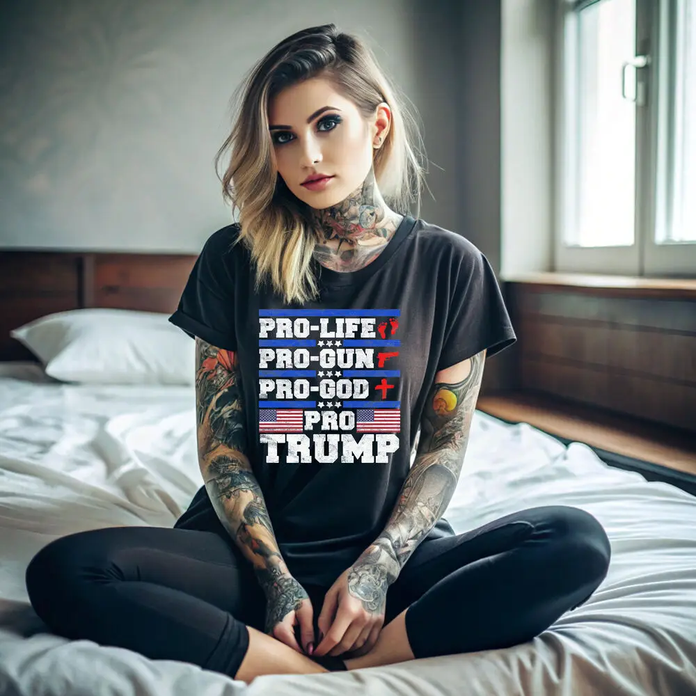 Pro-Life Pro-God Pro-Gun Pro-Trump Shirt, Patriot Republican Trump T-Shirt 038