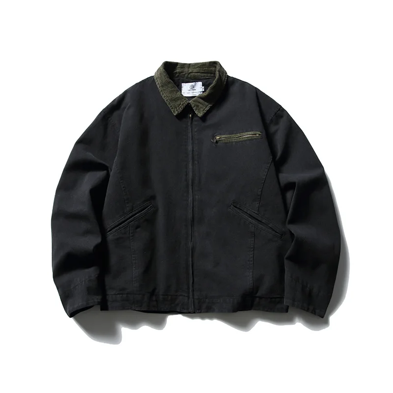 

Классическая куртка Amekji Detroit J01, американская винтажная рабочая одежда, весна/осень, парусиновая куртка из 100% хлопка, легкое пальто свободного кроя
