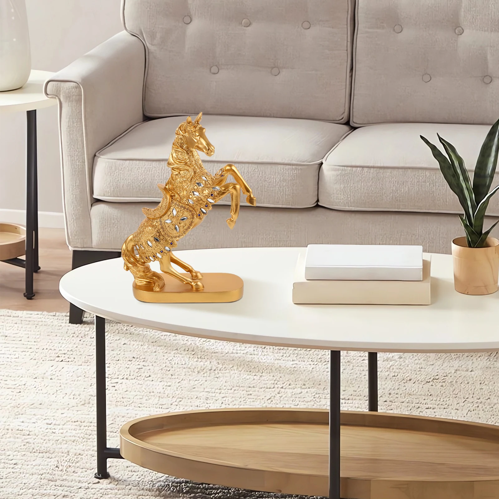 

Resin Horse Statue Feng Shui Decoration Office Home Desk Tabletop nament Creative Design Durability Practical Use Compact Size