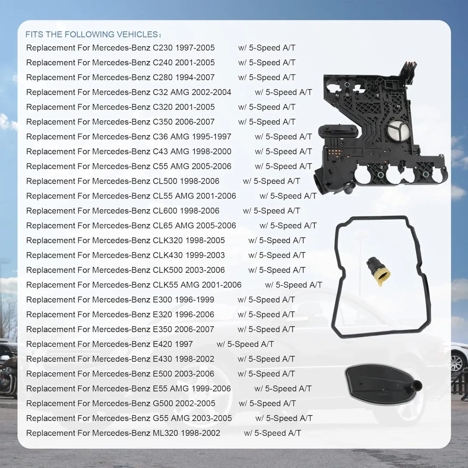 US  Transmission Conductor Plate+Connector+Gasket+Filter Kit Compatible with Mercedes Benz 722.6 5-Speed Automatic, Replace #