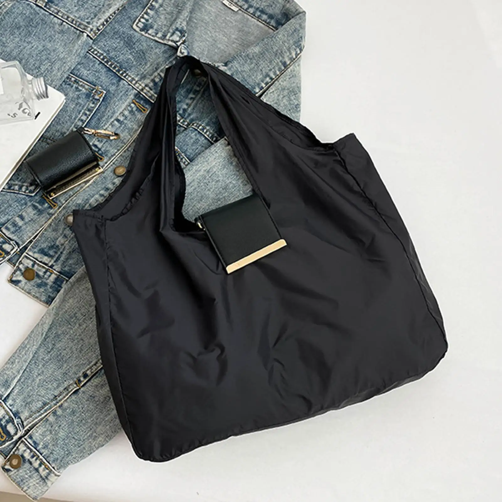 

Мини-брелки, складная сумка-тоут с брелоком для ключей, экологически чистая сумка для супермаркета, расширяемая большая вместительная сумка для покупок для путешествий