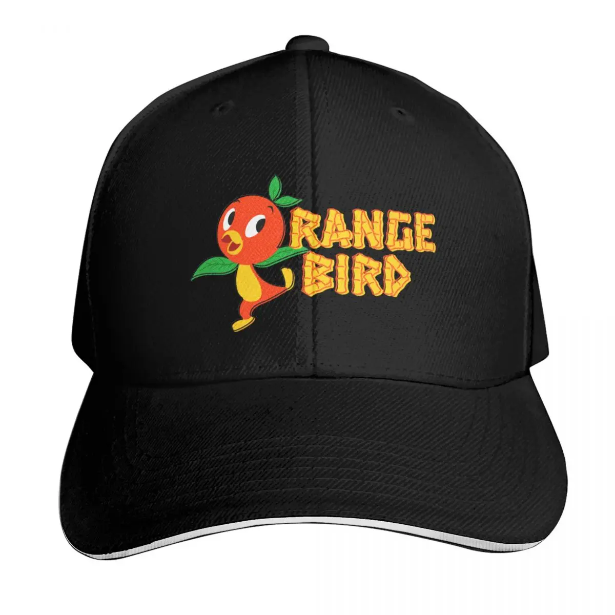 Vintage Orange Bird Baseball Cap Cotton Twill Breathable Contrast Two Tone Brim Snapback Flat Bill