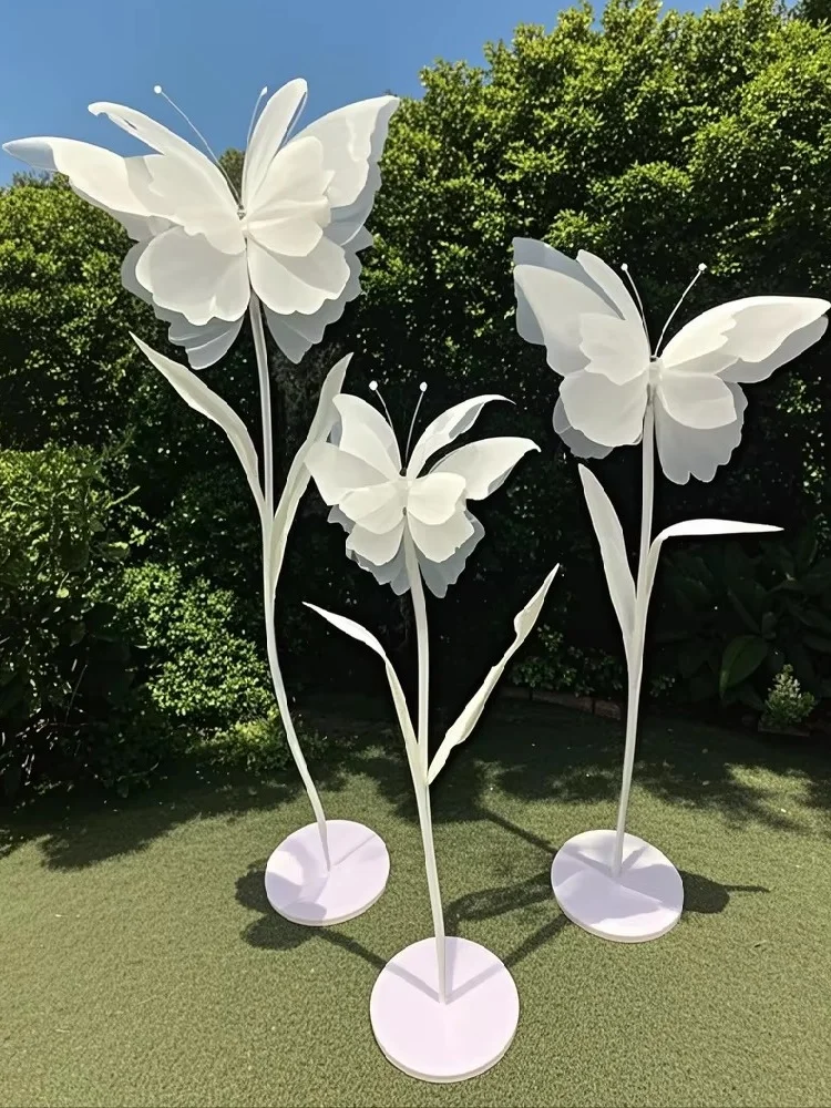 3 Stück Künstliche Schmetterlings-Gazeblumen für Hochzeiten im Freien, Dekoration für Zuhause, Events, Partys und Fenstergestaltung – Detail 2