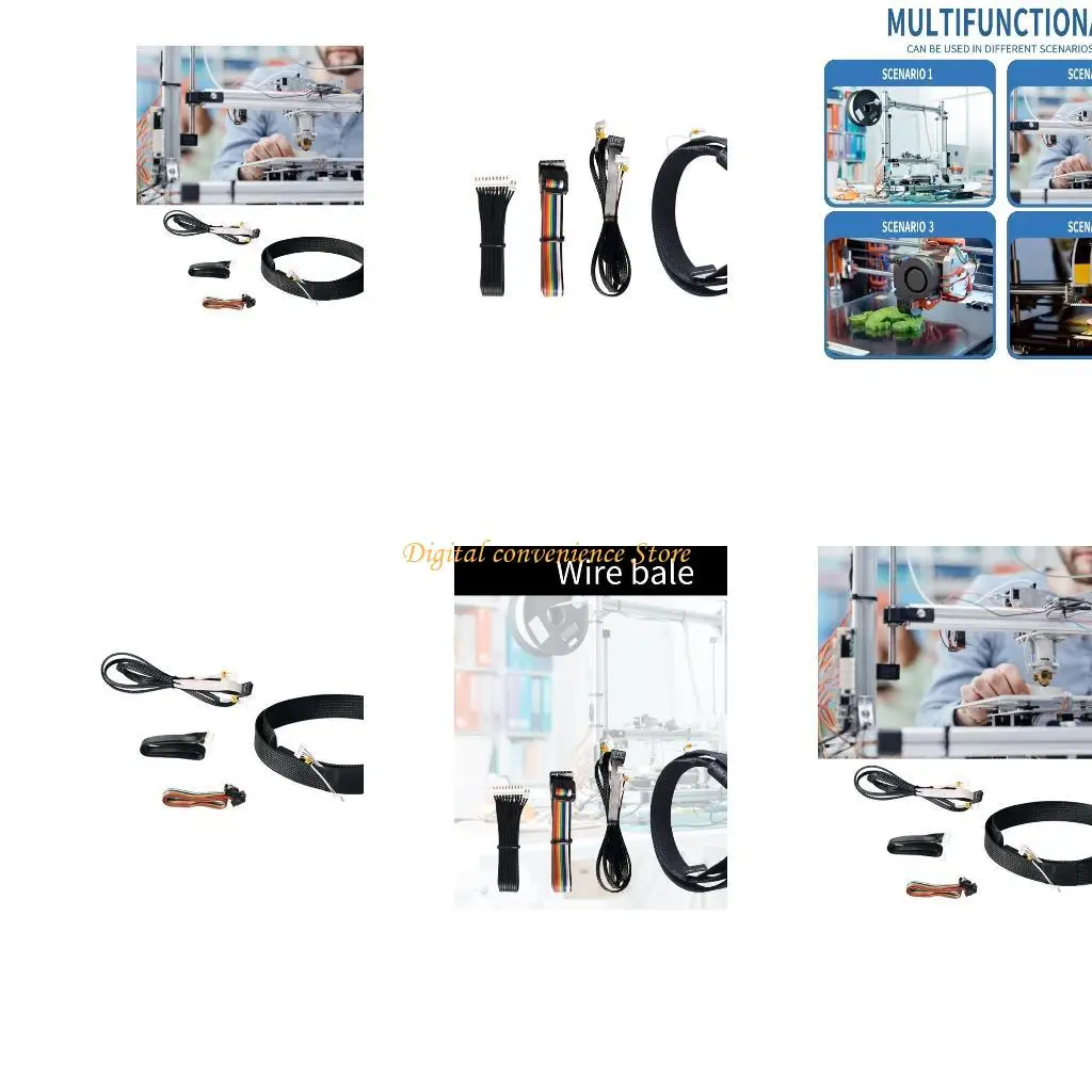 

97QA Функциональный комплект кабелей для 3D-принтеров Ender 3 с экраном, плоским проводом, двигателем и ограничительным проводом