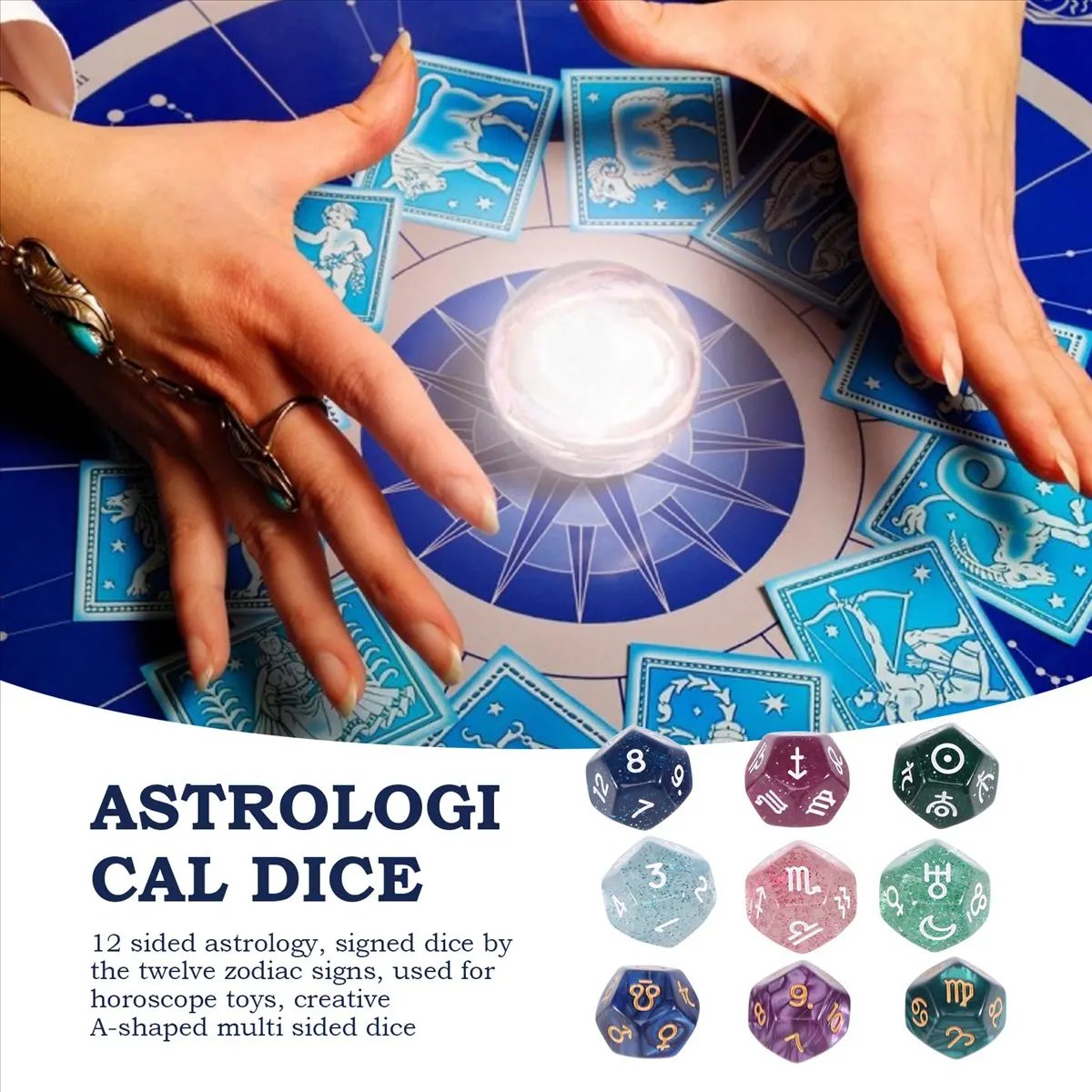 9Pcs 12-Sided Astrology for Constellation Divination Toys Type A CAA
