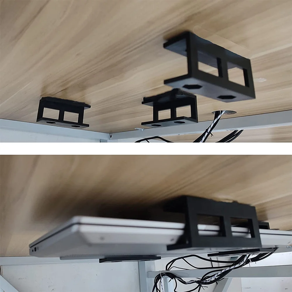 AC52-3 Pcs Metal Under Desk Laptop Holder Mount With Screw,Under Desk Laptop Mount Bracket,Add On Under Table Laptop