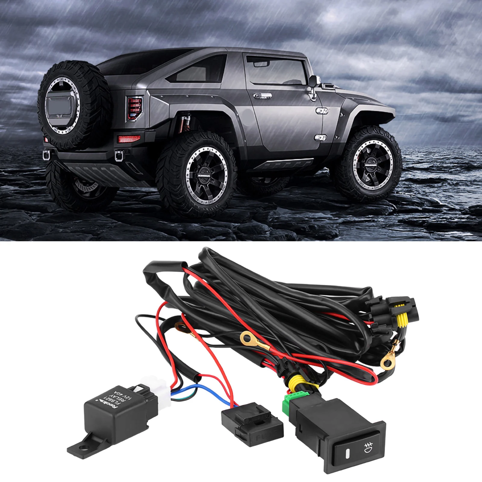 

On/Off Wiring 12V Car LED Fog Light On/Off Wiring Harness Relay Kit Fog Light Wiring Kit
