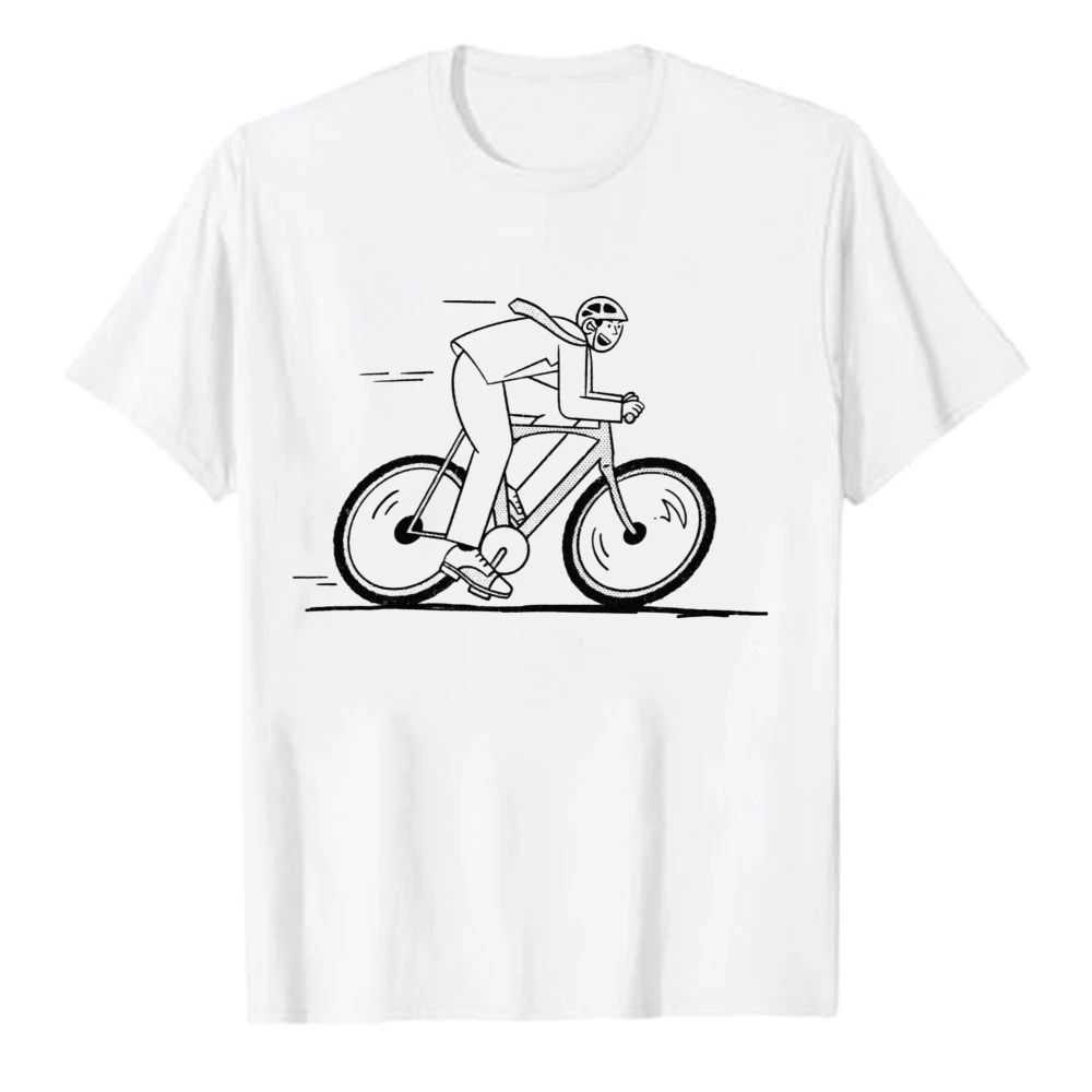 Fast Helmet Cyclist Black Line Sketch Sommer-T-Shirt aus Baumwolle für Herren, Road Biker, Retro, einfache Grafik, kurzärmelig, für den Alltag, Freizeitkleidung