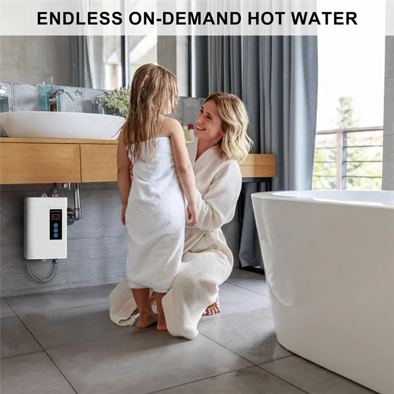

A89X US Plug,3000W Tankless Water Heater Electric,Instant Hot Water Heater With Remote Control, LCD Touch Screen Water Heat-A Du