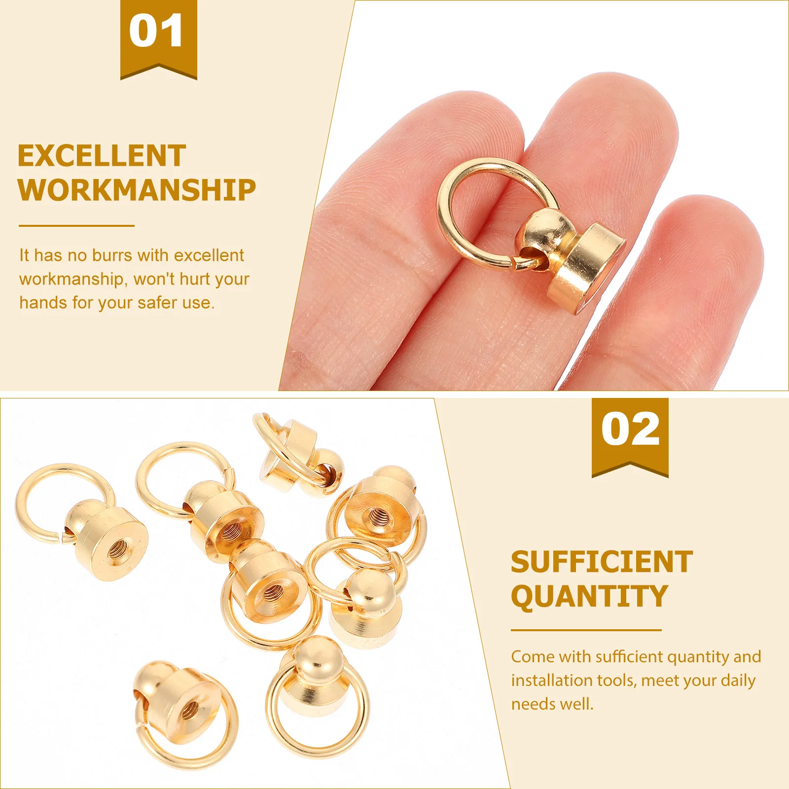 

20Sets Phone Case Ring Buckle Rivets Durable DIY Craft Fasteners Bag Chain Screws for Purse Decoration