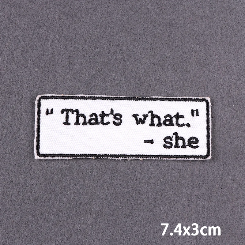 Schwarzer Aufnäher mit Slogan zum Aufbügeln für Kleidung, DIY-Stickerei-Applikation, Bügelbare Aufnäher, DIY-Bügelsticker, Abzeichen – Detail 15