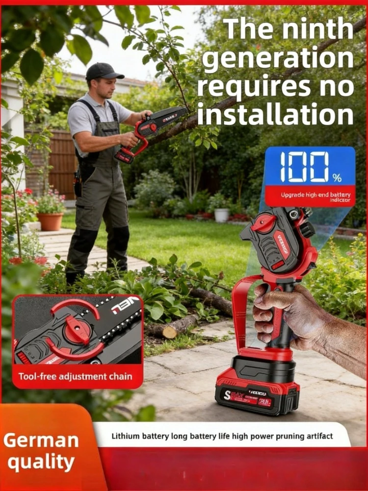Handheld Rechargeable Electric Chainsaw Mini Household Saw For Firewood Tree Felling