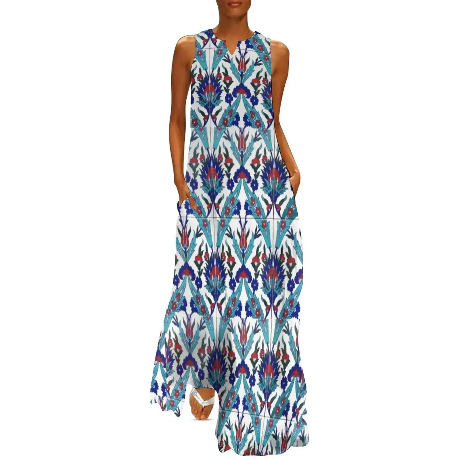 

Turkish Iznik Floral Pattern Long Dress sensual sexy dress for women women dress prom clothes