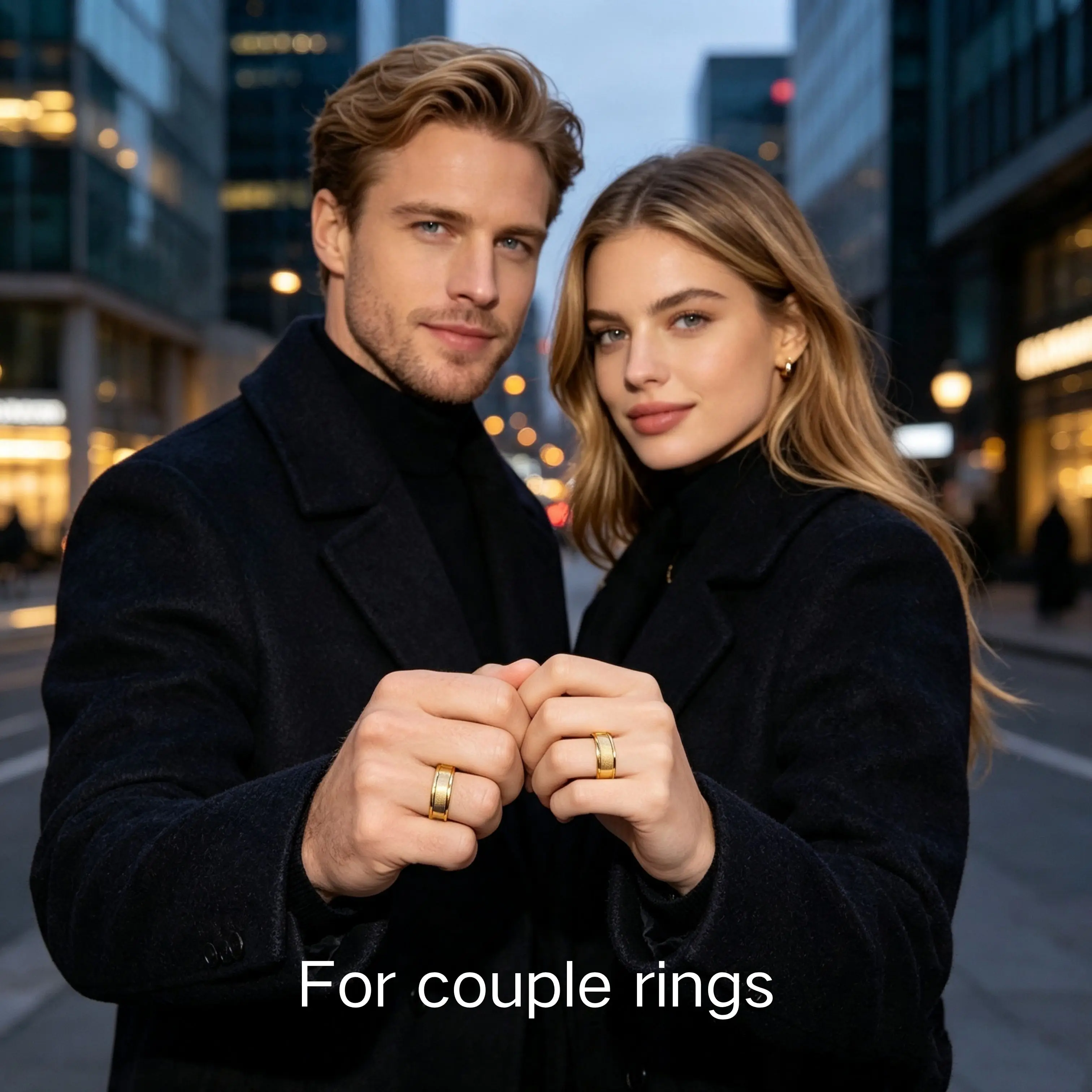 European‑American Minimalist Gold‑Tone Rings Suitable As Couple Bands Wedding Banquet Gifts Fine Jewelry