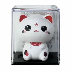 Solar energy big head white cat lucky cat cute mini auto-nodding cat car decoration gifts home toys are rolling in money.