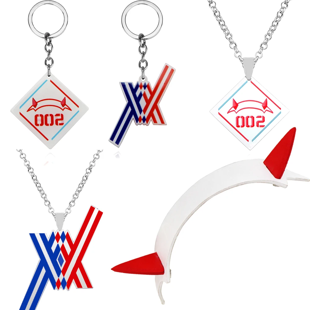 Anime Darling in the Franxx Zero Code 002 Necklace Pendant Cosplay Jewelry Necklaces Metal Accessories Costume Prop Xmas Gift