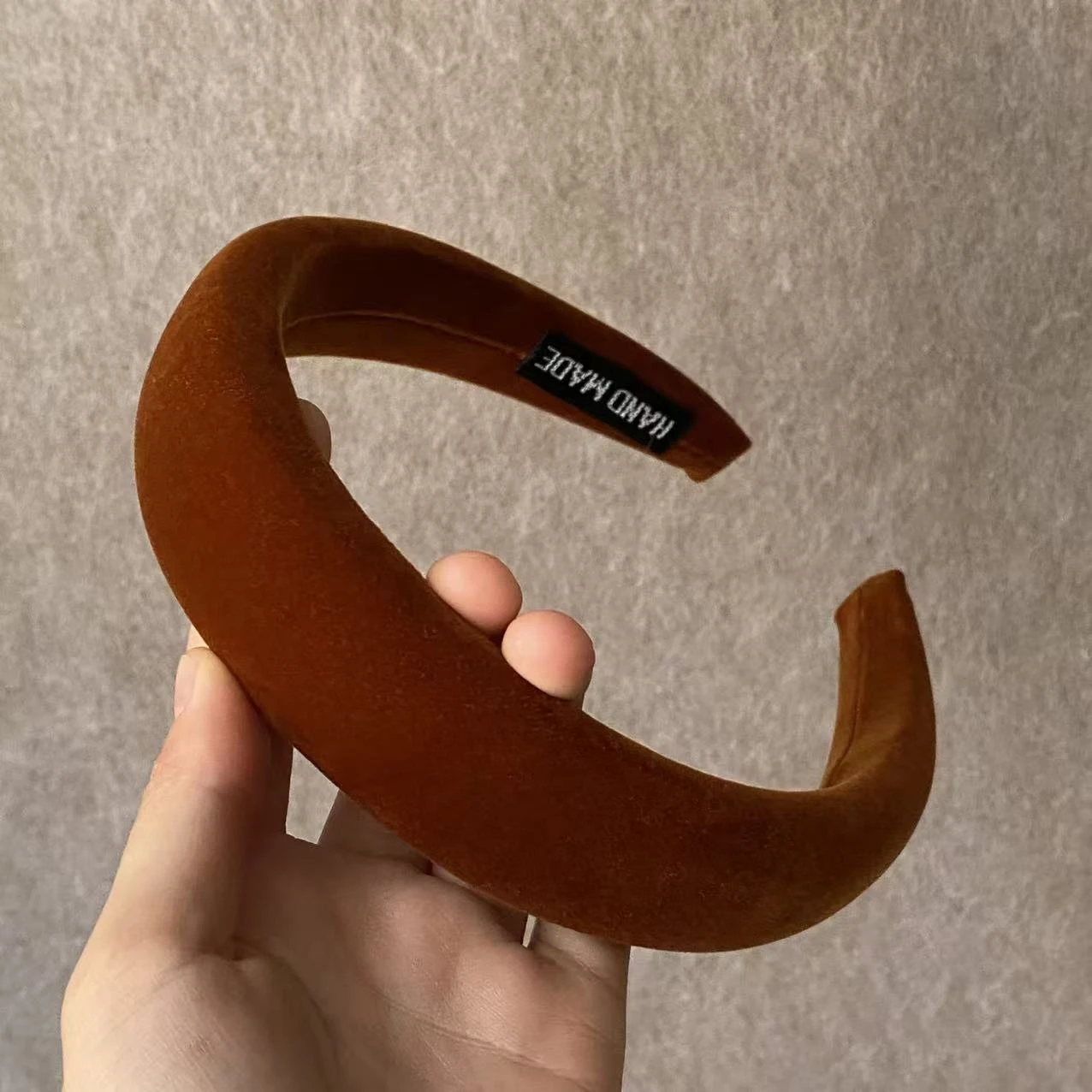 1-teiliges braunes Samt-Stirnband-Set – handgefertigte, dick gepolsterte Haarreifen, Haarschmuck im Vintage-Stil für Frauen, trendige Alltagsparty