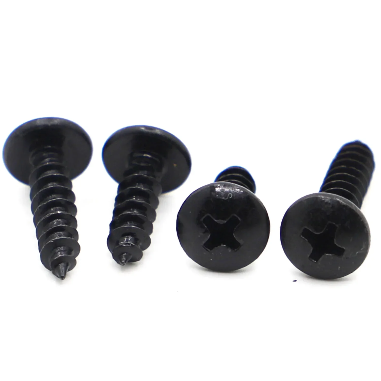 10/50pcs M3 M3.5 M4 M5 M6 Black Cabon Steel Phillips Truss Head Cross Recessed Mushroom Head Self Tapping Screws