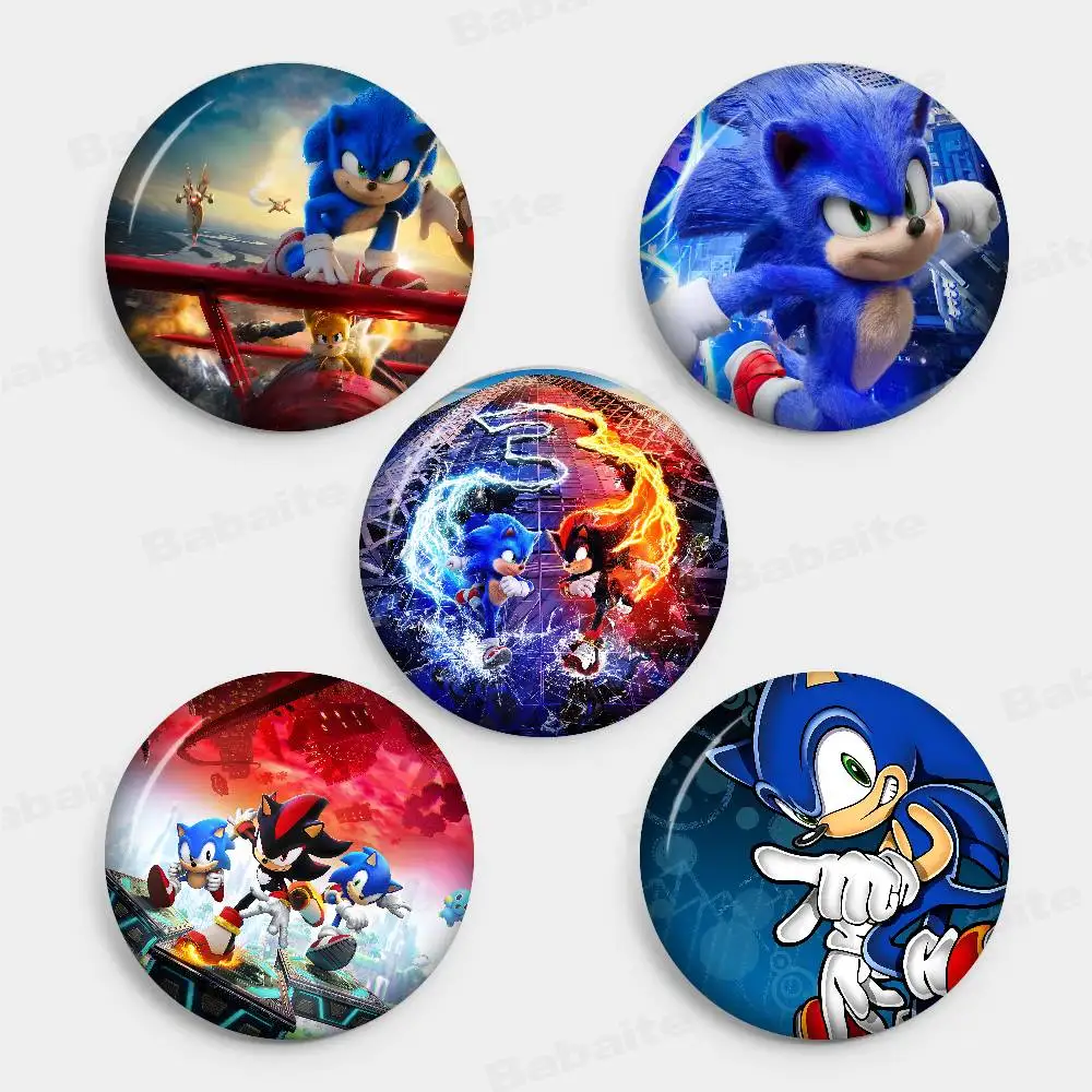 Amine  H-Hedgehog Round Button Pins Slogan Creative Brooches Backpack Clothes Decoration Fashion Cartoon Jewelry Gifts