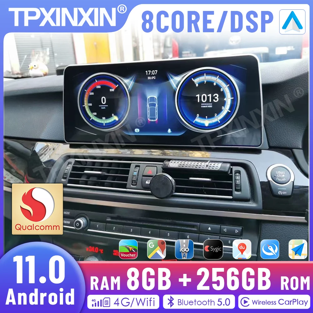 Pemutar Multimedia Mobil 12.3 "Android 11.0 8 + 256G untuk BMW 5 Seri F10 F11 2009-2017 Stereo GPS Navigasi Radio Mobil Unit Utama Carplay