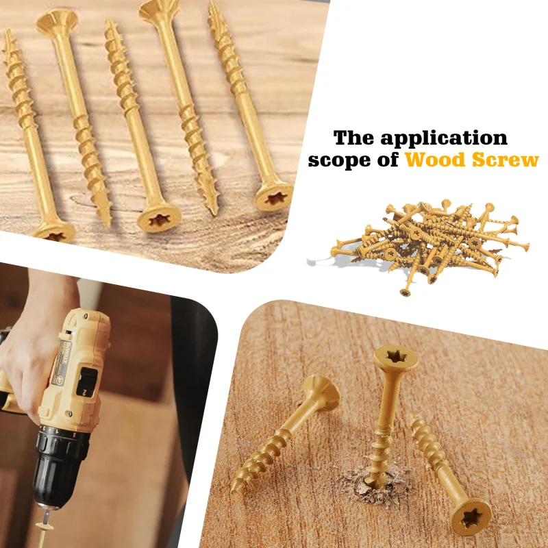 VKKM #9x3 Phillips Wood Screws 150PCS Yellow Coated - Carbon Steel w/ Free T25 Bit thumb screw  pocket hole screws