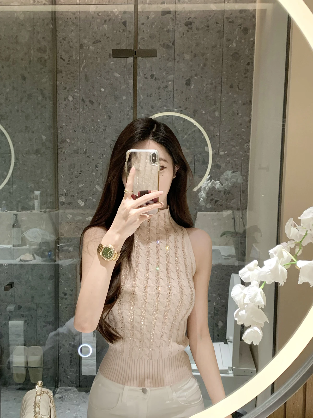 

JustQin Зимний/Весенний 2026 Новый Женский Сексуальный Вязаный Жилет-Свитер с Высоким Воротником, Облегающий, Укороченный