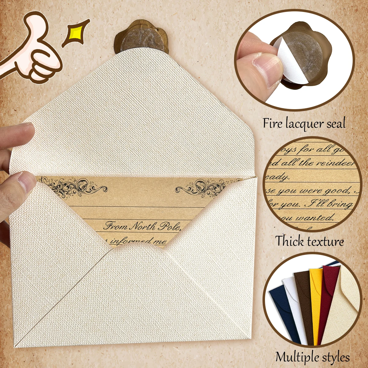 Lin - Enveloppes en papier spécial à motifs avec sceaux de cire |   Élevez votre correspondance