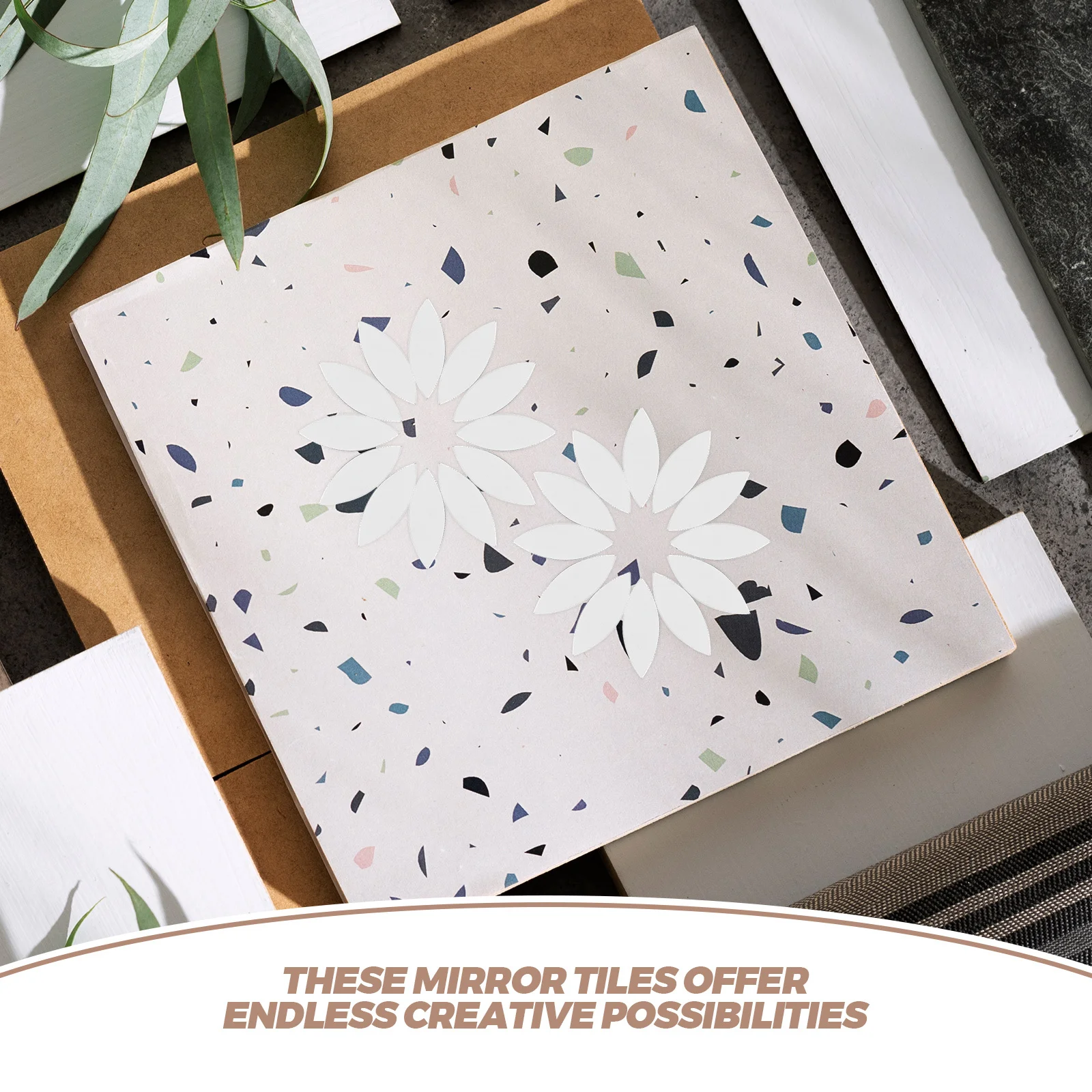 

5pcs 5 Pack Mirror Sticker Diy Small Craft Mirrors Leaf Mosaic Tiles Ceramic for Crafts Shape Glass