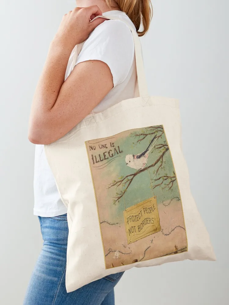 Protect people not borders - Pro-migrand bird Tote Bag canvas shopping bag Beach bag shopping bags foldable