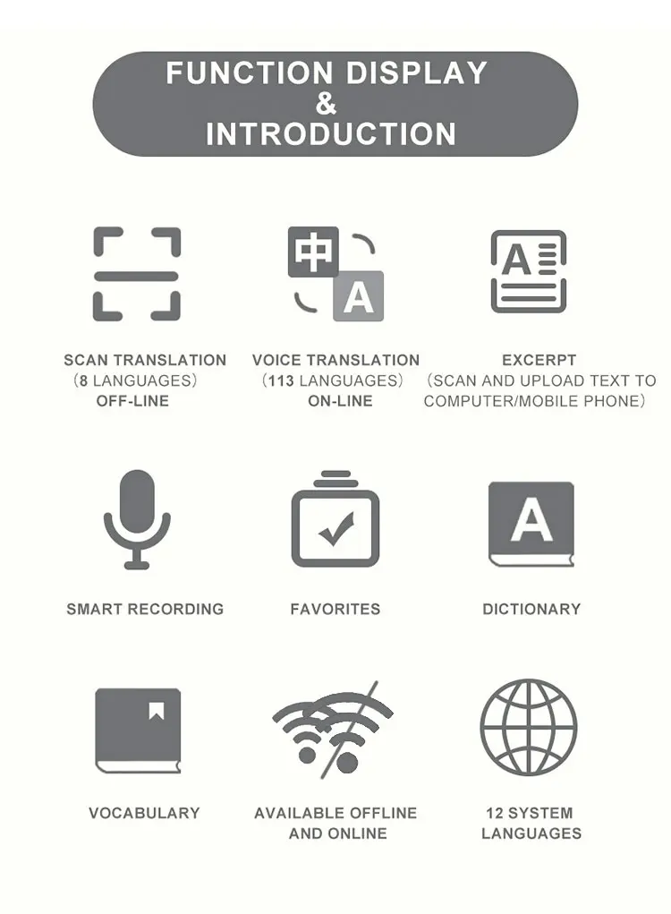 Imagem -02 - Caneta Portátil Tradutor de Áudio Tradutor de Voz Inteligente Offline em Tempo Real para Viagens Estudo Negócios 112 Idiomas