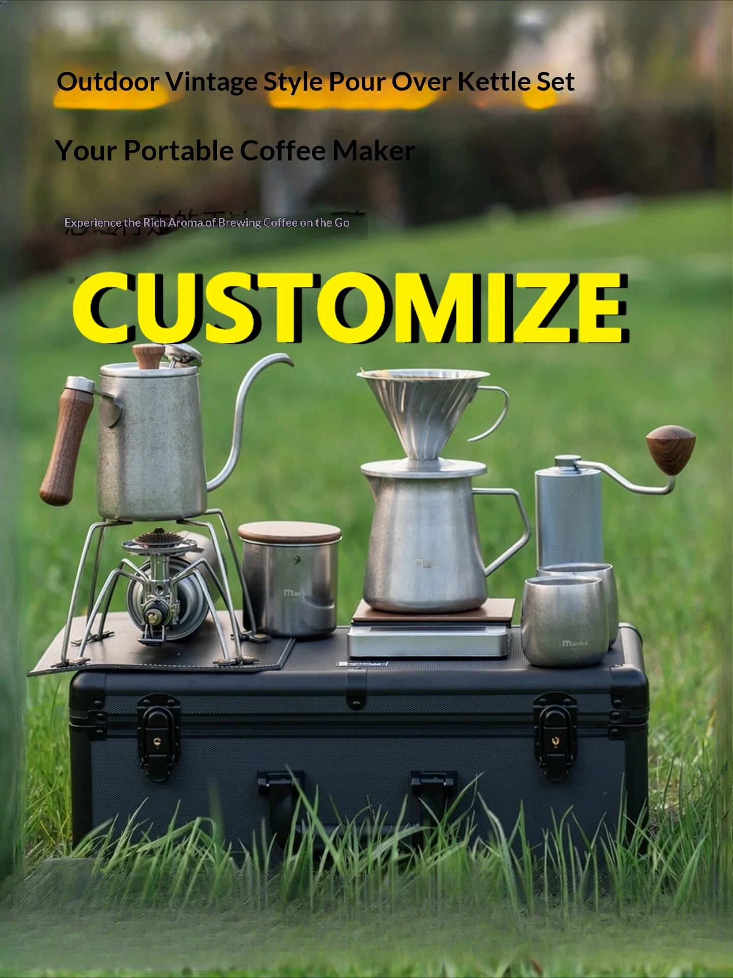 

Any Size Custom Camping Travel Hand Drip Coffee Supplies Vintage Full Accessories Thick Stainless Steel Sealed Aluminum Carry Ca