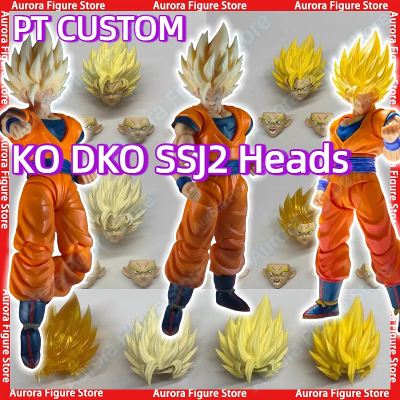 

PT CUSTOM KO DKO Dragon Ball Z SHF SSJ2 Super Saiyan 2 Son Goku Heads Accessories Headsculpt Anime Action Figure Models Toys PVC