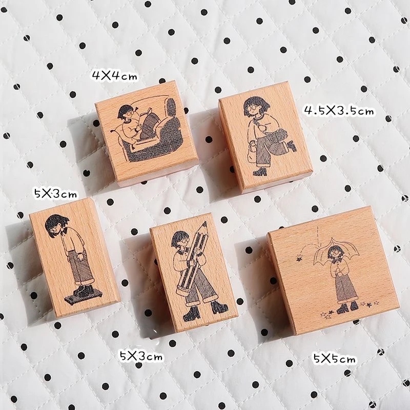 Cute Girl's Wishes Themed Wood Stamp for Journaling DIY Scrapbooking Craft Supplies Hobby Wooden Seal Decoration