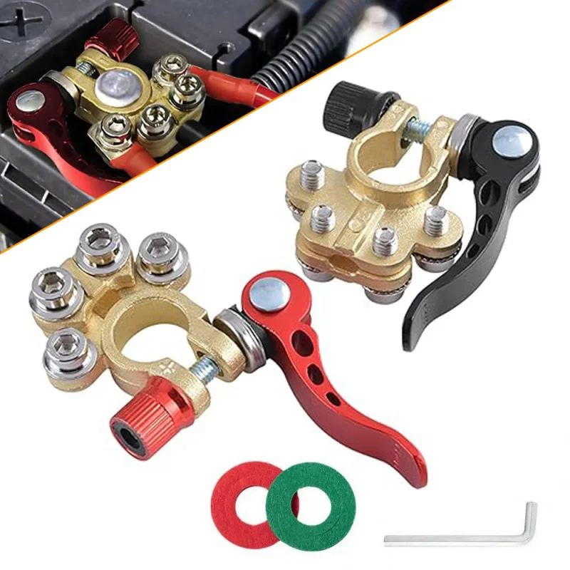 2Pcs Car Battery Terminal Connectors Quick-Disconnect Device 12V/24V Positive and Negative Battery Cable Connectors
