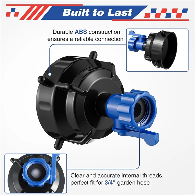 ABKP-RV Sewer Hose Rinse Cap& Shut Off Valve, For Water Flow For Garden Hose, Fits All 3