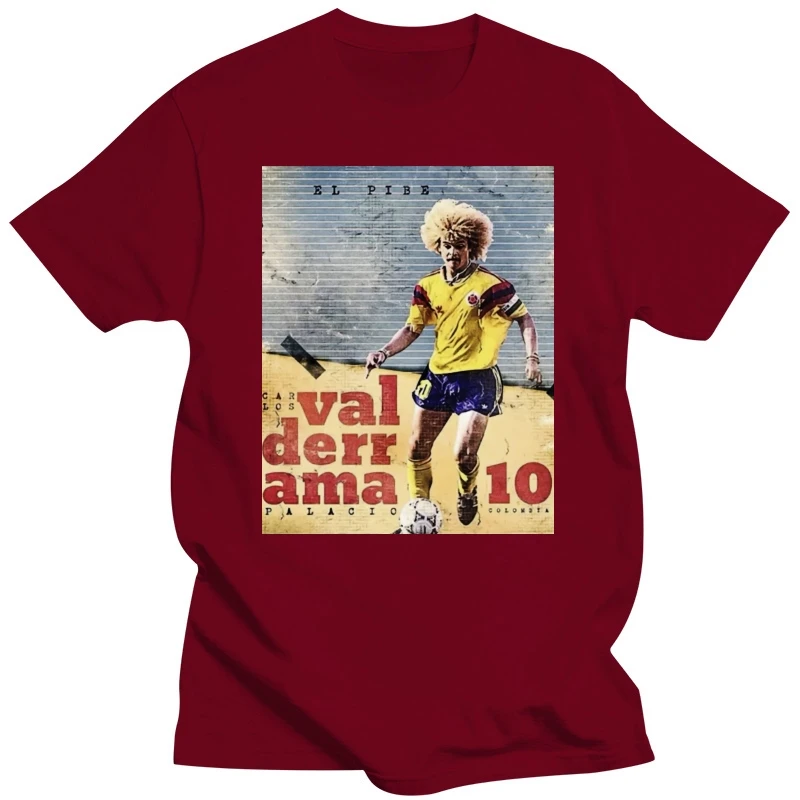 T-Shirt Maglia Carlos Valderrama Colombia Calcio Vintage Anni 80 1 S-M-L-Xl Superior Quality Tee Shirt