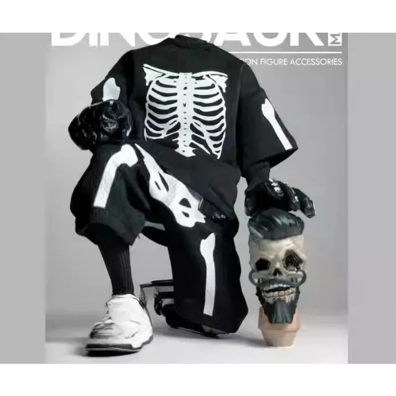 1/6 escala brinquedos moda na moda preto impresso camiseta shorts modelo de roupas para 12 ''masculino/feminino figuras de ação decoração do corpo