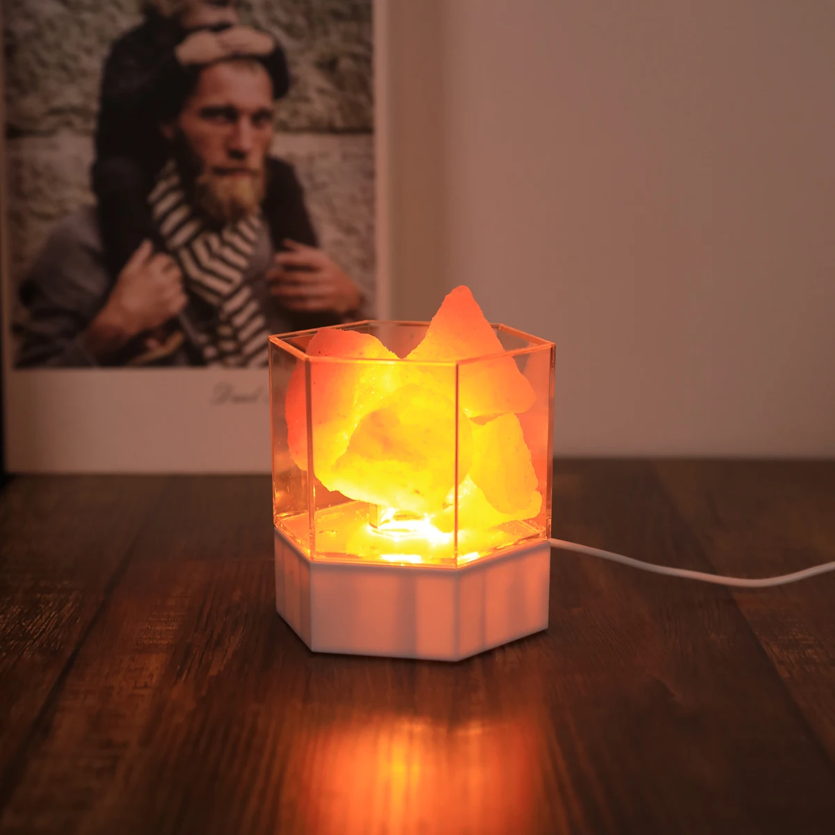 USB Natural Himalayan Salt Light Bedroom Cafe Bar Birthday Christmas Party Decoration Led Lava Atmosphere Night Light Gift Light