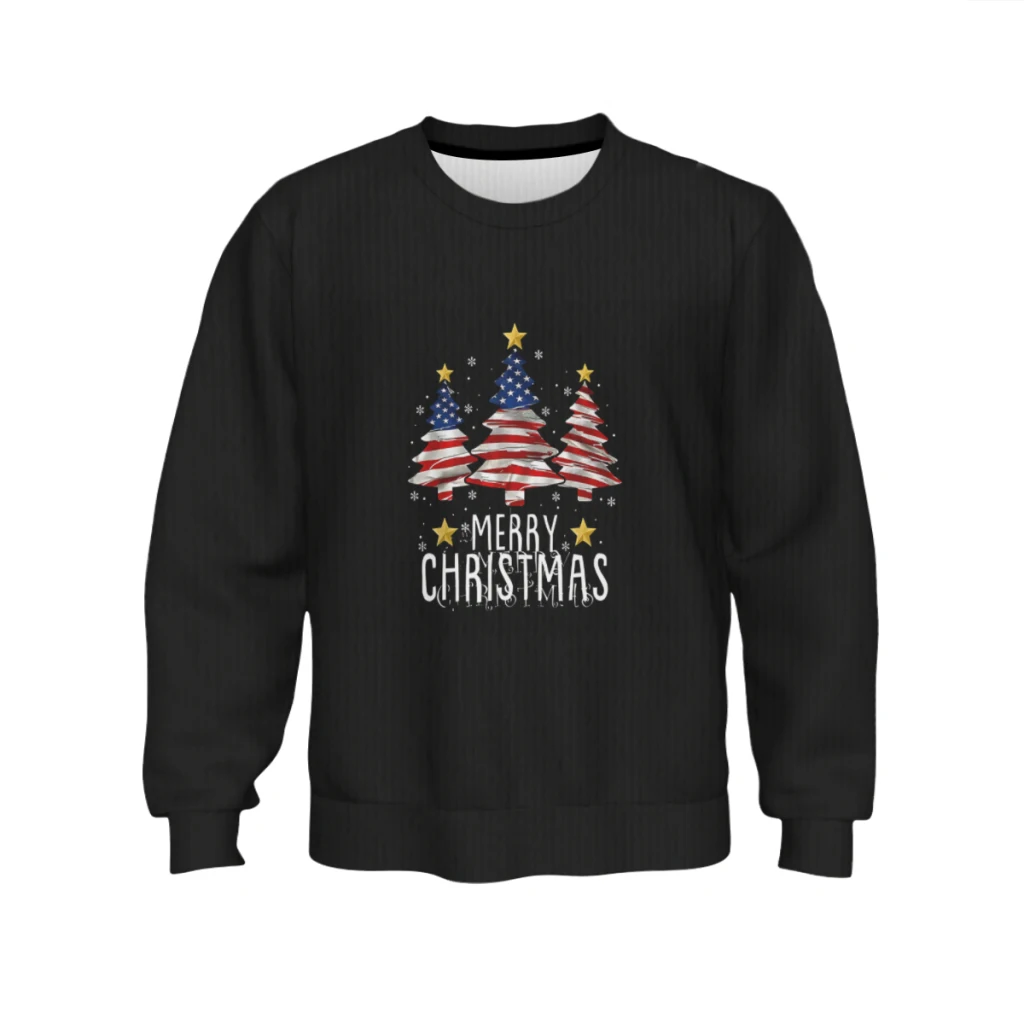 

Merry Christmas Tree American Flag Autumn and winter high-end sweaters