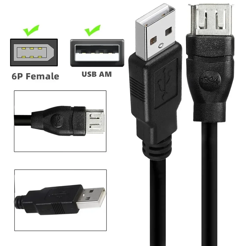 Firewire IEEE 1394 6 Pin USB Adapter Female F to USB M Male Cable for Printer, Digital Camera, Scanner, Hard Disk  0.2m