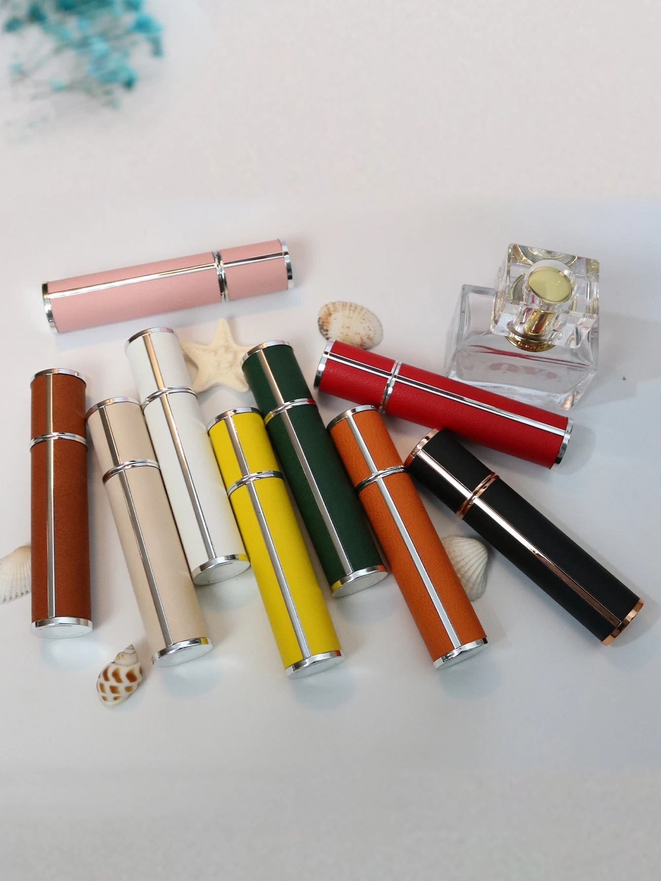 10ml luxury leather wrapped glass perfume spray bottle, portable mini refillable perfume atomizer, BPA-free cosmetic container