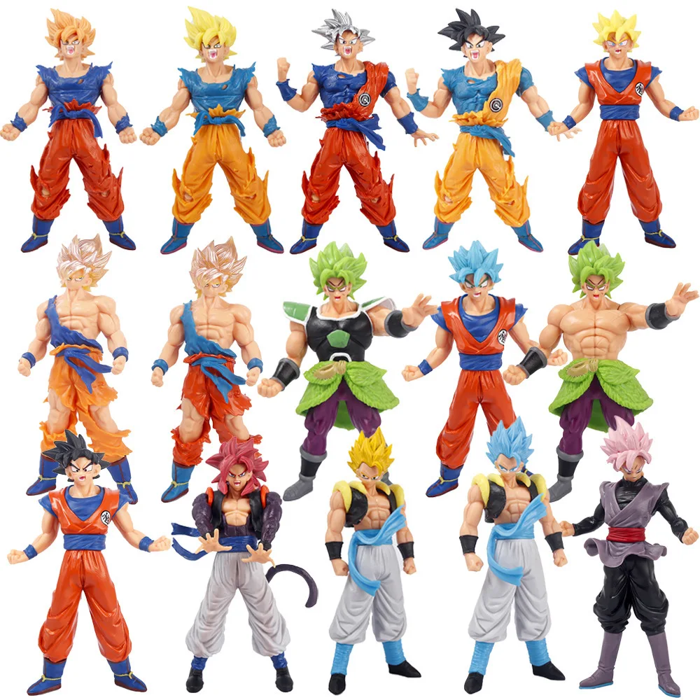 Dragon Ball Super Saiyan Goku Vegetto Gogeta Broli Statue Action Figurine Desk Collectible Anime Model Toys Figures Gift 18.5cm