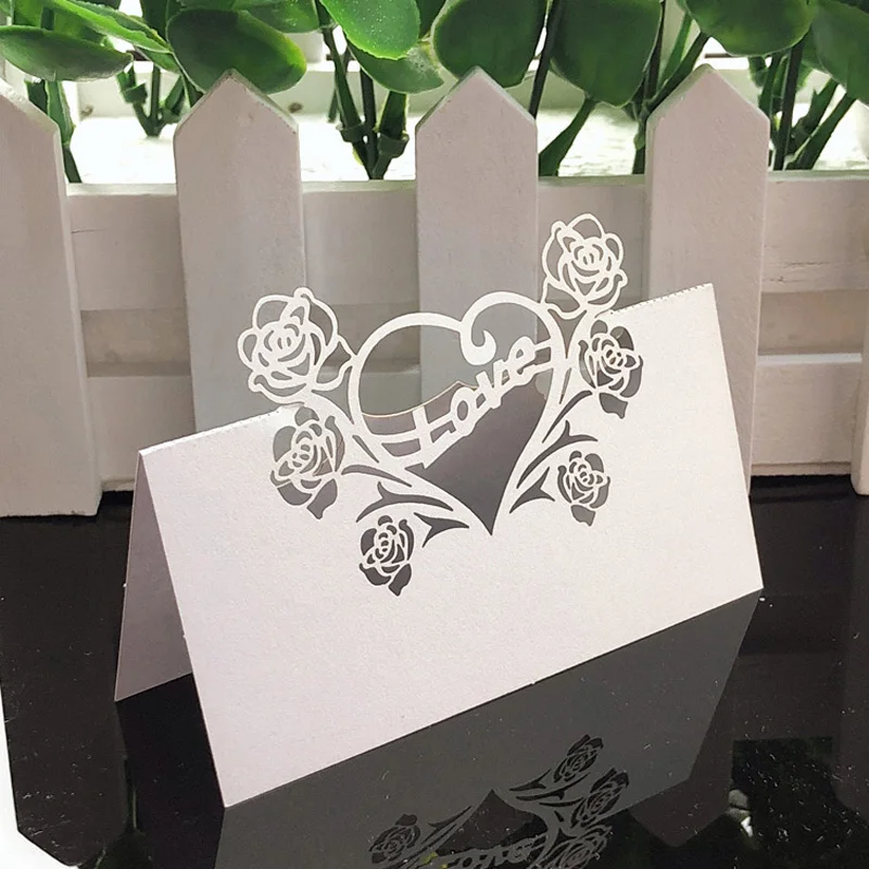 50pcs White Name Place Cards Wedding Decoration Table Decor Message Invitation Card Baby Shower Party Supplies favor for guests