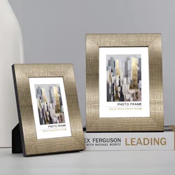 Modern Light Luxury Creative Gold Solid Wood Photo Frame Desktop Decoration