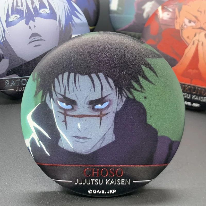 

Anime Jujutsu Kaisen Satoru Gojo Ryomen Sukuna Nanami Kento Inumaki Toge Choso Cosplay Tinplate Relief Badge Birthday Xmas Gift